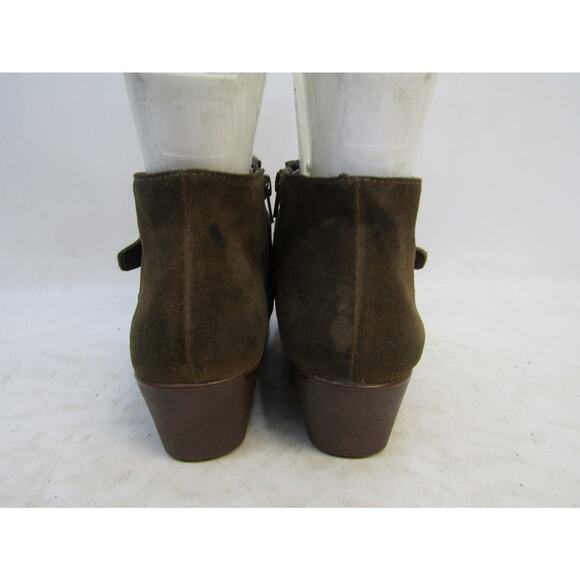 MUNRO Size 7.5 W (Wide Width) Brown Suede Wedge Heel Ankle Boots Booties - Picture 7 of 11